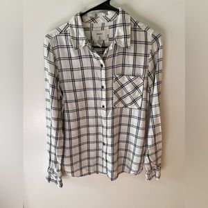 Forever 21 White Plaid Button Down Shirt